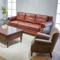 China Factory American Style Retro Leather Sofa For Designer